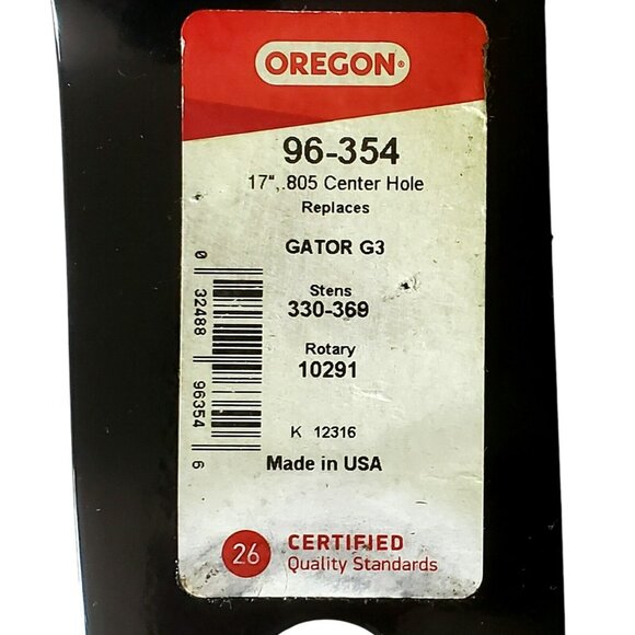 17" Oregon 96-354 Lawn Mower Blade Mulching Gator G3 Center Hole Sterns Rotary - Picture 2 of 11
